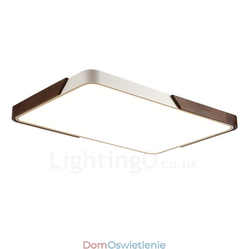 Retro Walnut Color Wood Ultra Thin Rectangle Dimmable Flush Mount Lampy sufitowe z akrylowym kloszem Mogą być również używane jako oświetlenie ścienne