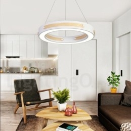 Wielokolorowa lampa wisząca w kształcie pierścienia z akrylowym kloszem