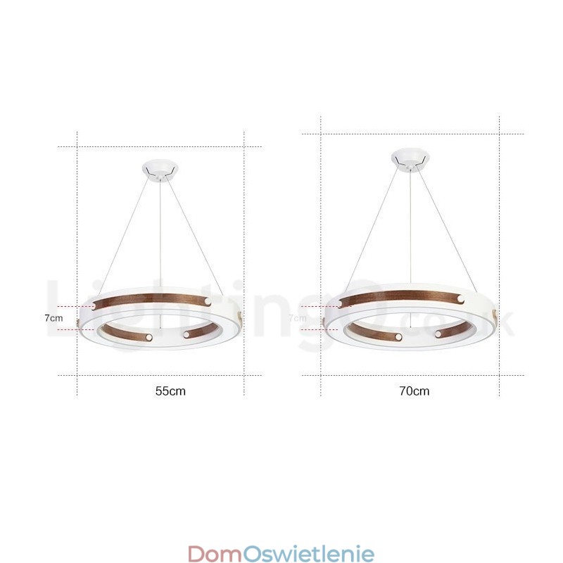 Wielokolorowa lampa wisząca w kształcie pierścienia z akrylowym kloszem