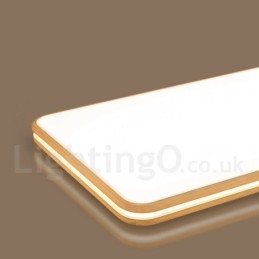 Ściemnialna prostokątna drewniana lampa sufitowa z soczewką, nowoczesny współczesny styl nordycki, montaż na płasko, z kloszem akrylowym i pilotem, może być również używana jako lampa ścienna