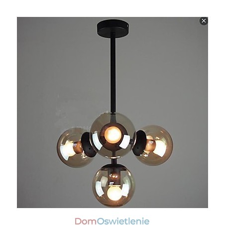 Szklane kule, żelazne lampy sufitowe z łodygą fasoli