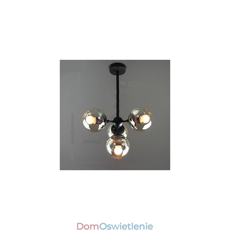 Szklane kule, żelazne lampy sufitowe z łodygą fasoli