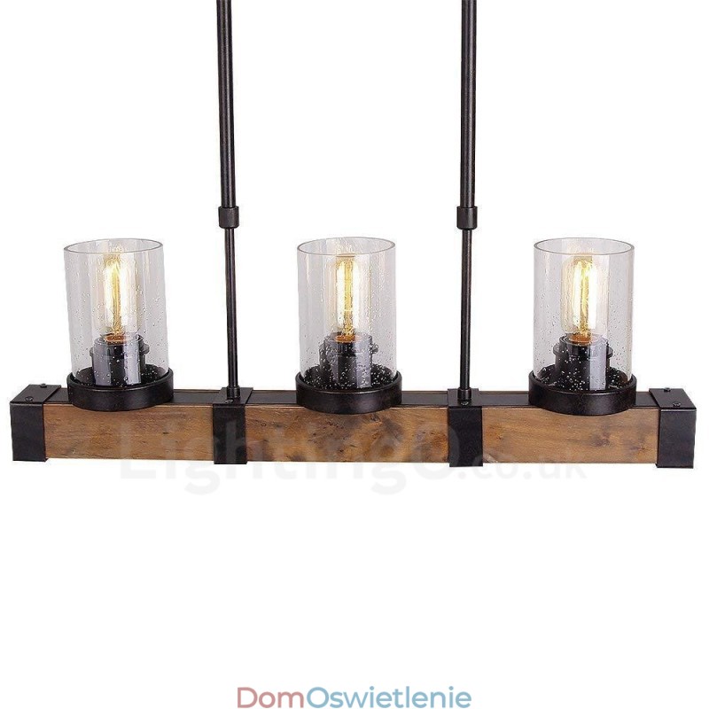 3-światłowy żyrandol z drewna vintage industrialny wiatr loft drewno liniowe oświetlenie wiszące