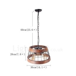 3-punktowy pierścień Vintage drewniany żyrandol Industrial Wind Loft Wood Linear Pendant Lighting