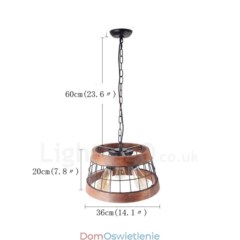 3-punktowy pierścień Vintage drewniany żyrandol Industrial Wind Loft Wood Linear Pendant Lighting