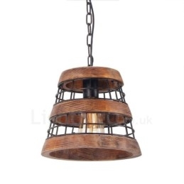 1 Pierścień świetlny Vintage Drewniany żyrandol Industrial Wind Loft Drewno Liniowe oświetlenie wiszące