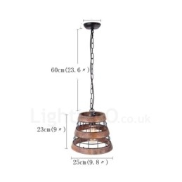 1 Pierścień świetlny Vintage Drewniany żyrandol Industrial Wind Loft Drewno Liniowe oświetlenie wiszące