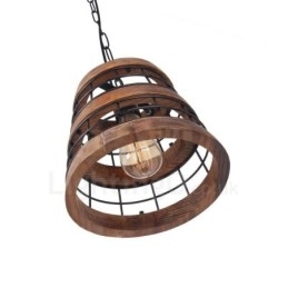 1 Pierścień świetlny Vintage Drewniany żyrandol Industrial Wind Loft Drewno Liniowe oświetlenie wiszące