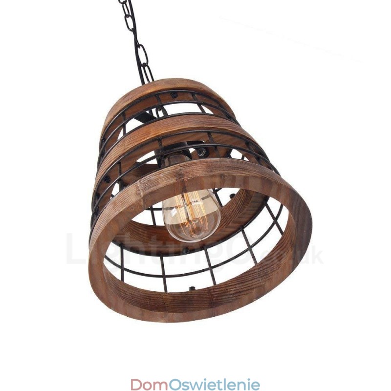 1 Pierścień świetlny Vintage Drewniany żyrandol Industrial Wind Loft Drewno Liniowe oświetlenie wiszące