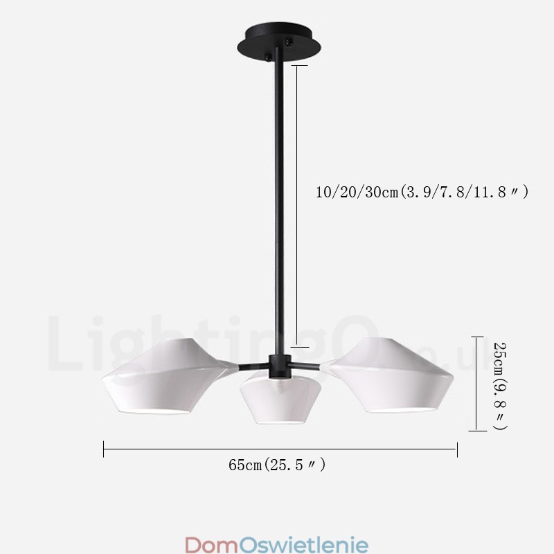 Liniowy żyrandol retro 3 światła z akrylowymi kloszami na zewnątrz garażu
