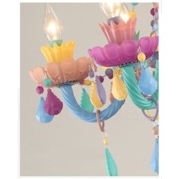 Żyrandol Macaron 6 Light z wielokolorową kryształową świecą w stylu mini dla dzieci