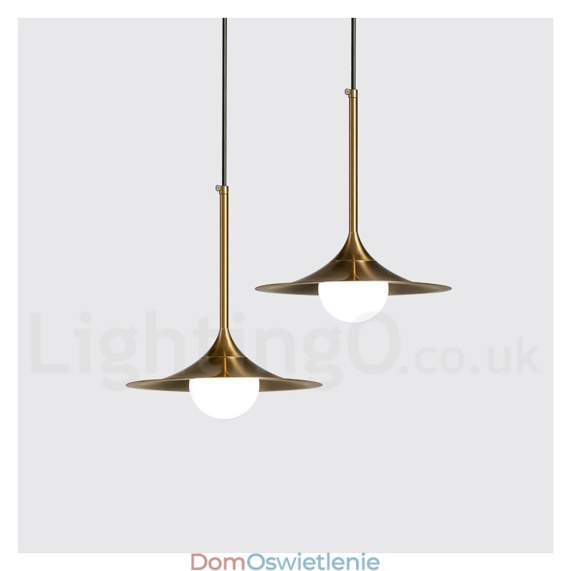 1 Lekka lampa wisząca w stylu industrialnym, w kolorze złotym, w stylu mini, galwanicznie malowana, z kloszem szklanym