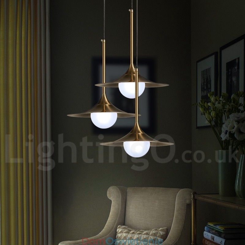1 Lekka lampa wisząca w stylu industrialnym, w kolorze złotym, w stylu mini, galwanicznie malowana, z kloszem szklanym