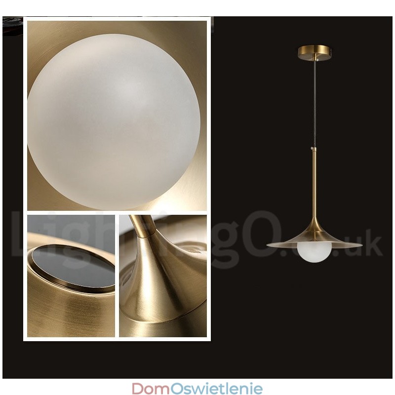 1 Lekka lampa wisząca w stylu industrialnym, w kolorze złotym, w stylu mini, galwanicznie malowana, z kloszem szklanym