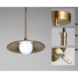 1 Lekka lampa wisząca w stylu industrialnym, w kolorze złotym, w stylu mini, galwanicznie malowana, z kloszem szklanym