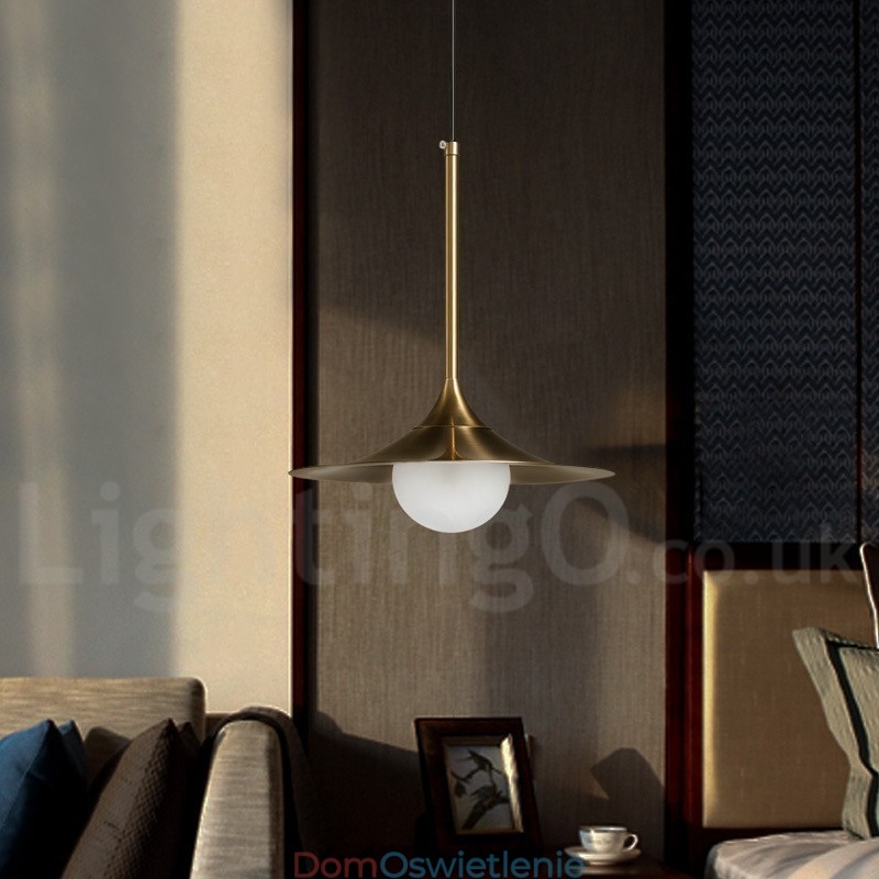 1 Lekka lampa wisząca w stylu industrialnym, w kolorze złotym, w stylu mini, galwanicznie malowana, z kloszem szklanym