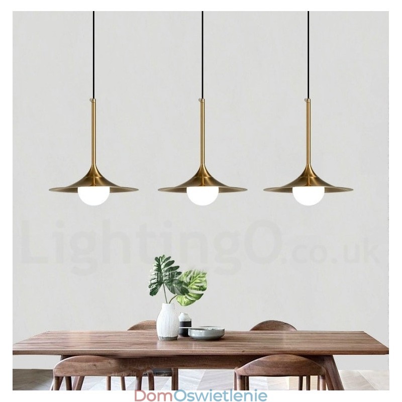 1 Lekka lampa wisząca w stylu industrialnym, w kolorze złotym, w stylu mini, galwanicznie malowana, z kloszem szklanym