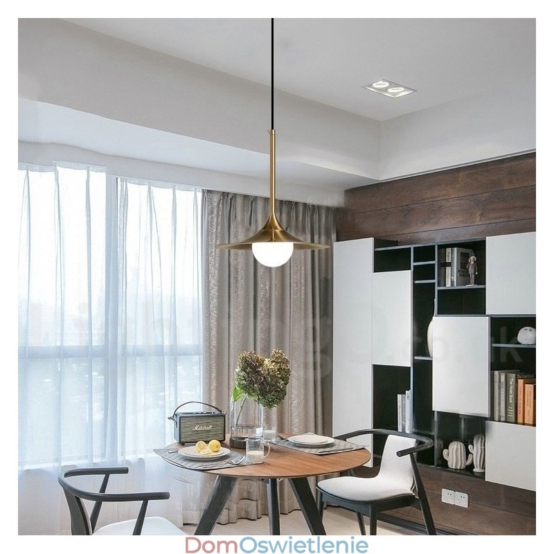 1 Lekka lampa wisząca w stylu industrialnym, w kolorze złotym, w stylu mini, galwanicznie malowana, z kloszem szklanym