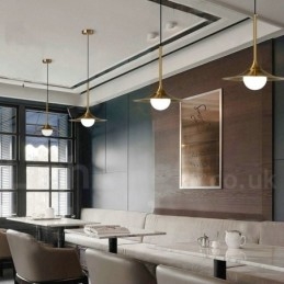 1 Lekka lampa wisząca w stylu industrialnym, w kolorze złotym, w stylu mini, galwanicznie malowana, z kloszem szklanym