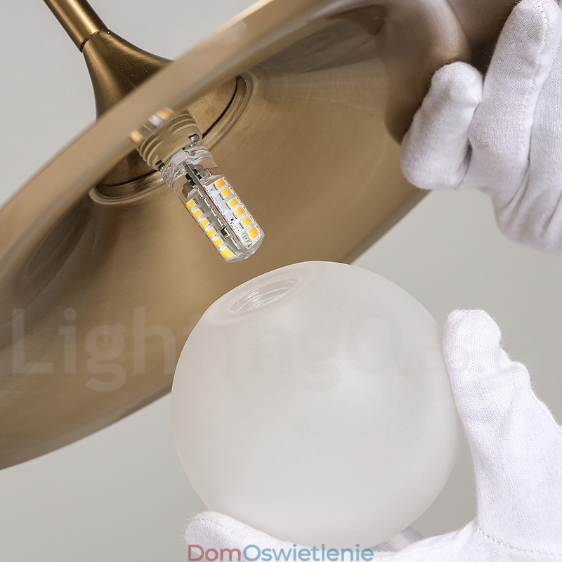 1 Lekka lampa wisząca w stylu industrialnym, w kolorze złotym, w stylu mini, galwanicznie malowana, z kloszem szklanym