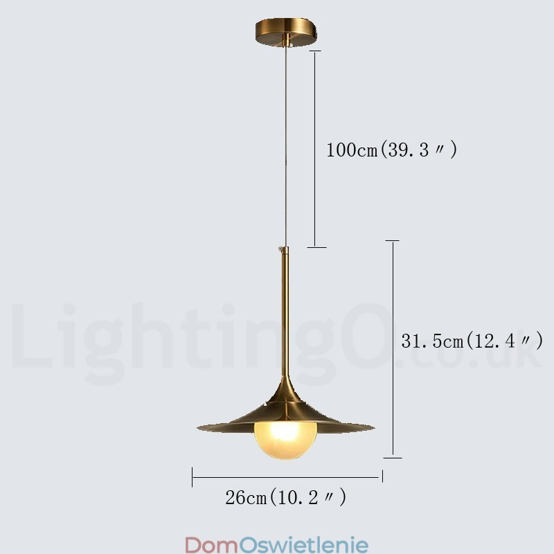 1 Lekka lampa wisząca w stylu industrialnym, w kolorze złotym, w stylu mini, galwanicznie malowana, z kloszem szklanym