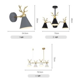 3-punktowy nowoczesny żyrandol Nordic Macaron Antlers