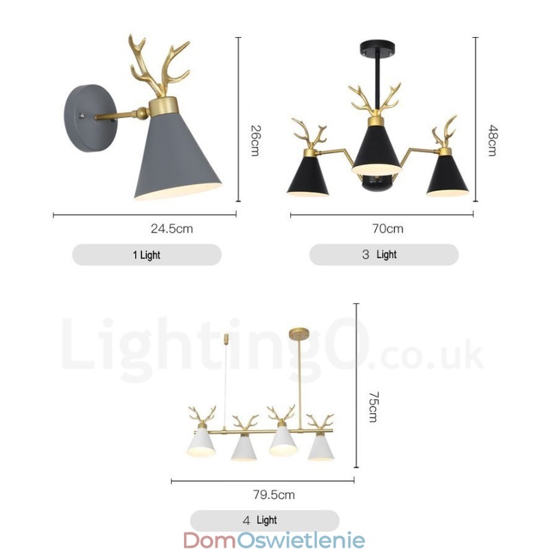 4-światłowy żyrandol Nordic Macaron Modern Antlers