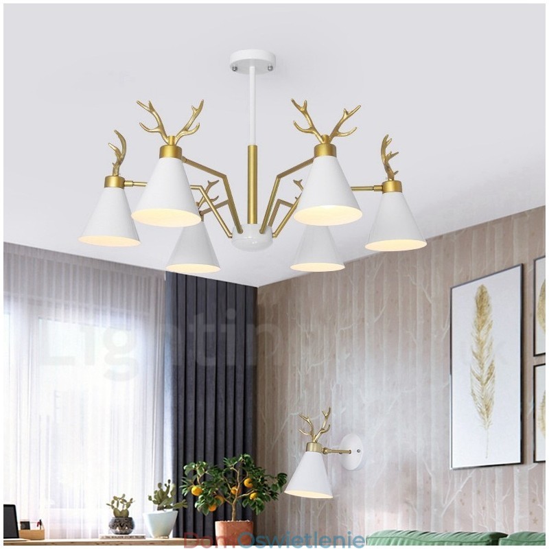 6-światłowy żyrandol Nordic Macaron Modern Antlers