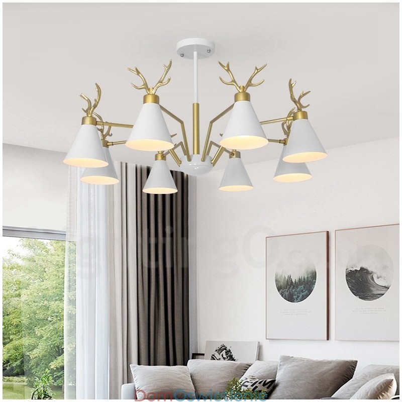 8-punktowy nowoczesny żyrandol Nordic Macaron Antlers
