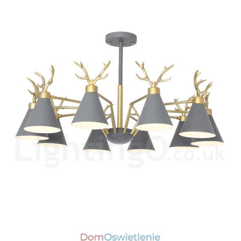 10-punktowy żyrandol Nordic Macaron Modern Antlers