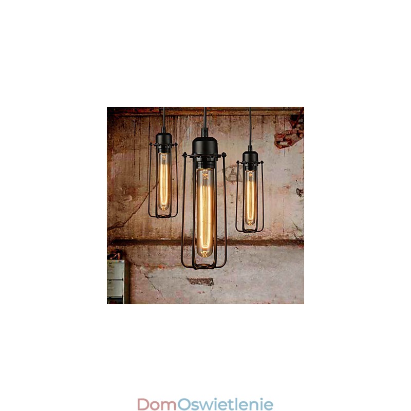Żyrandol Mini Styl Rustykalny Domek Retro Metal 3 Światła Wisząca Lampa