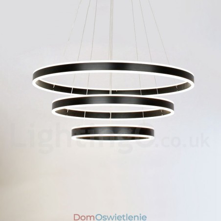 Ściemnialna lampa wisząca Wi-Fi Smart 3 pierścienie dwa paski nowoczesna współczesna z kloszem akrylowym Ściemnialna lampa wisząca Wi-Fi Smart 3 pierścienie dwa paski nowoczesna współczesna z kloszem akrylowym