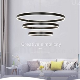 Ściemnialna lampa wisząca Wi-Fi Smart 3 pierścienie dwa paski nowoczesna współczesna z kloszem akrylowym