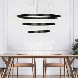 Ściemnialna lampa wisząca Wi-Fi Smart 3 pierścienie dwa paski nowoczesna współczesna z kloszem akrylowym