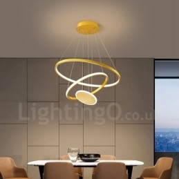 Trzy koła Nowoczesny design Trzy pierścienie Złota lampa wisząca z pilotem