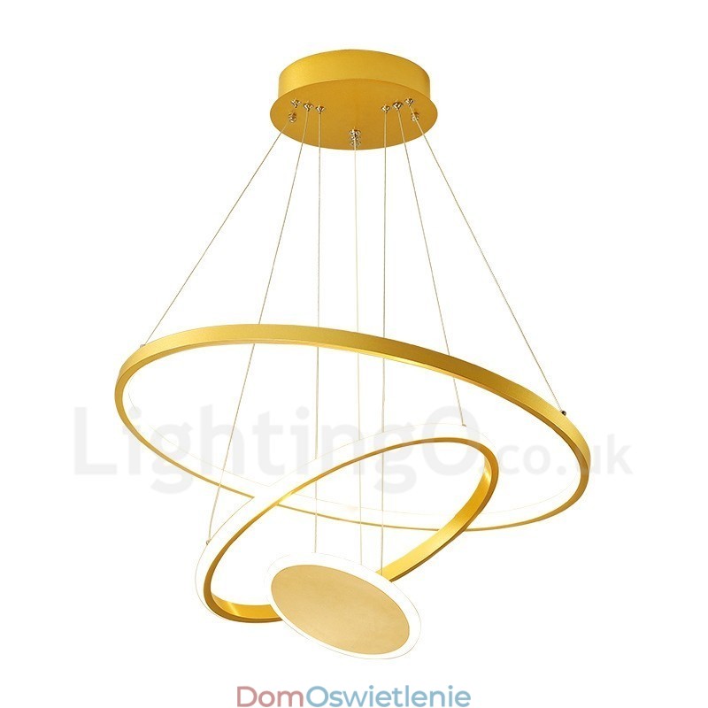 Trzy koła Nowoczesny design Trzy pierścienie Złota lampa wisząca z pilotem