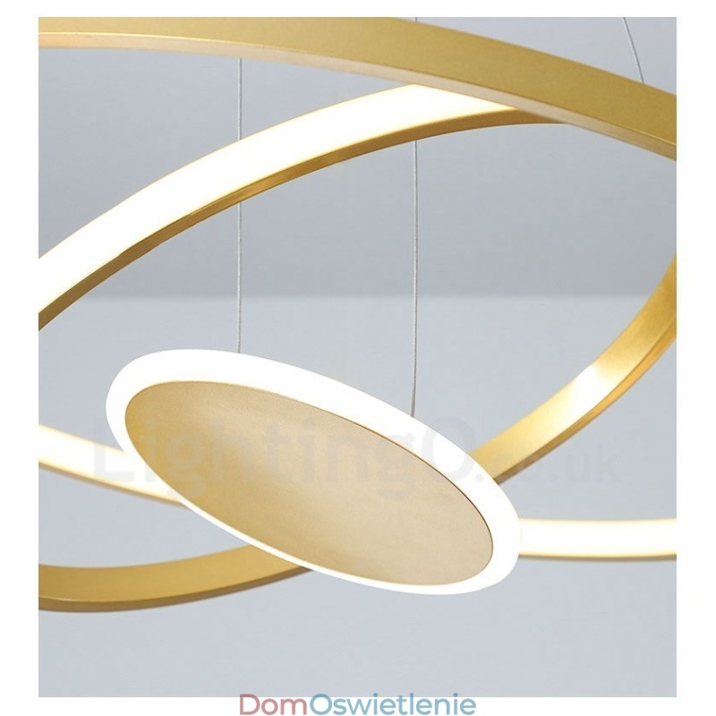 Trzy koła Nowoczesny design Trzy pierścienie Złota lampa wisząca z pilotem