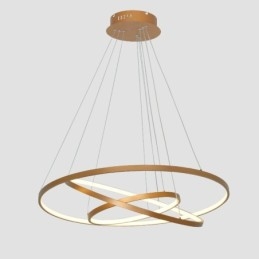 Ściemnialna lampa wisząca z pilotem, złoty nowoczesny design, trzy pierścienie