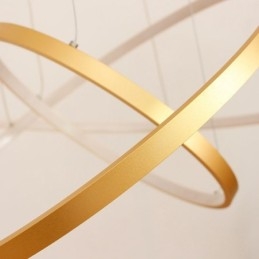 Ściemnialna lampa wisząca z pilotem, złoty nowoczesny design, trzy pierścienie