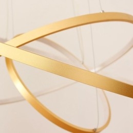 Ściemnialna lampa wisząca z pilotem, złoty nowoczesny design, trzy pierścienie