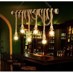 Klasyczny żyrandol z konopnej liny w stylu skandynawskim