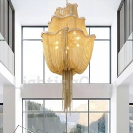 Żyrandol z frędzlami Designerska lampa wisząca Srebrny Złoty kolor