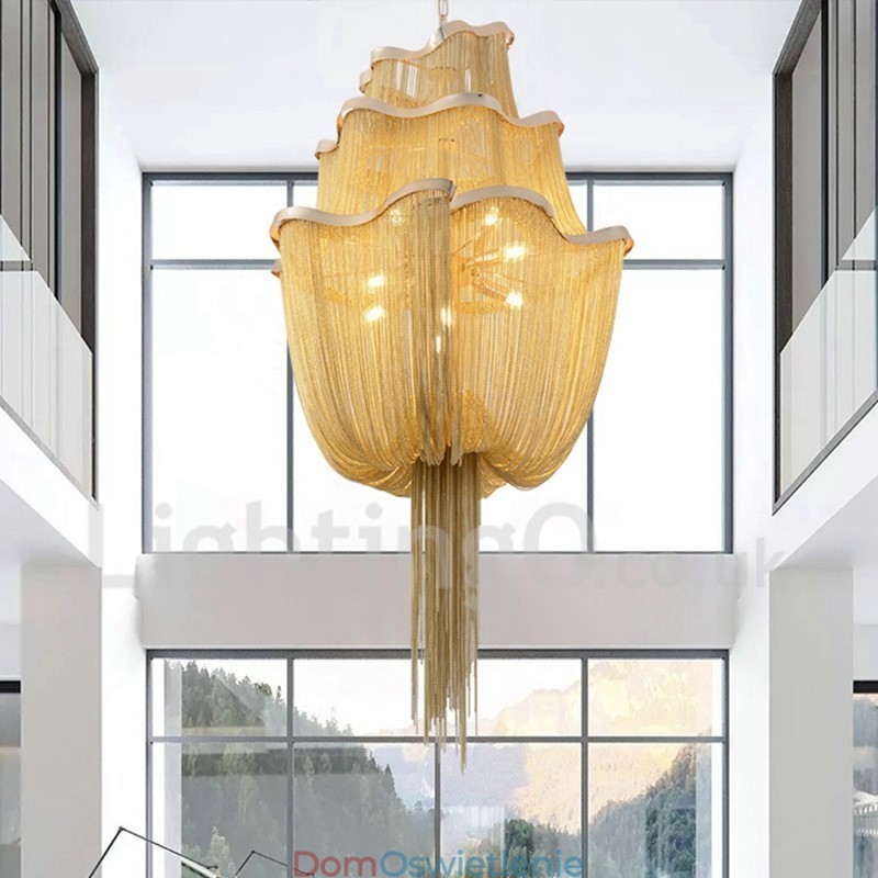 Żyrandol z frędzlami Designerska lampa wisząca Srebrny Złoty kolor