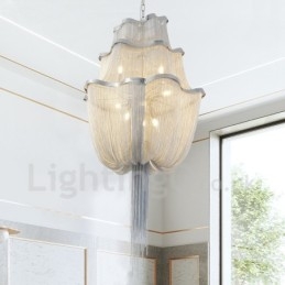 Żyrandol z frędzlami Designerska lampa wisząca Srebrny Złoty kolor