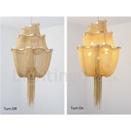 Żyrandol z frędzlami Designerska lampa wisząca Srebrny Złoty kolor