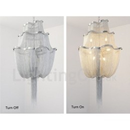 Żyrandol z frędzlami Designerska lampa wisząca Srebrny Złoty kolor