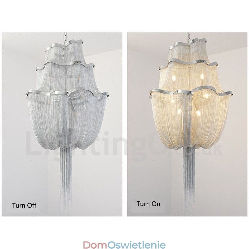 Żyrandol z frędzlami Designerska lampa wisząca Srebrny Złoty kolor