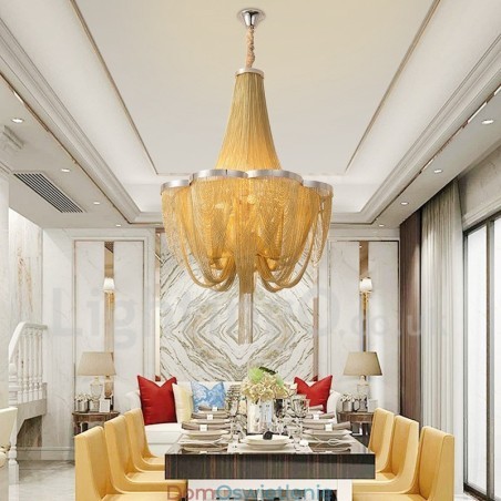 Żyrandol z frędzlami Designerska lampa wisząca Srebrny Złoty kolor Żyrandol z frędzlami Designerska lampa wisząca Srebrny Złoty kolor
