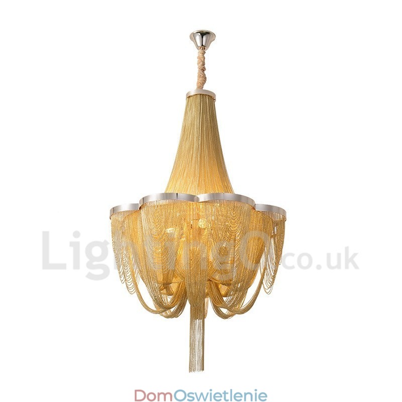 Żyrandol z frędzlami Designerska lampa wisząca Srebrny Złoty kolor