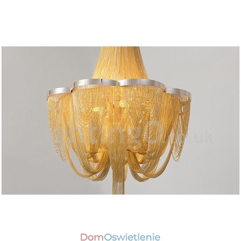 Żyrandol z frędzlami Designerska lampa wisząca Srebrny Złoty kolor